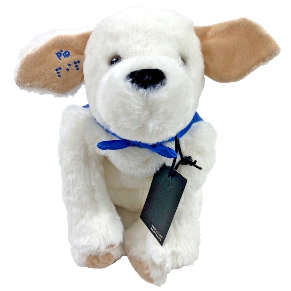 White Plush Super Soft Puppy NEW with TAGS Tactile Braille Inside Ear 16"x8"x6" - Picture 8 of 15